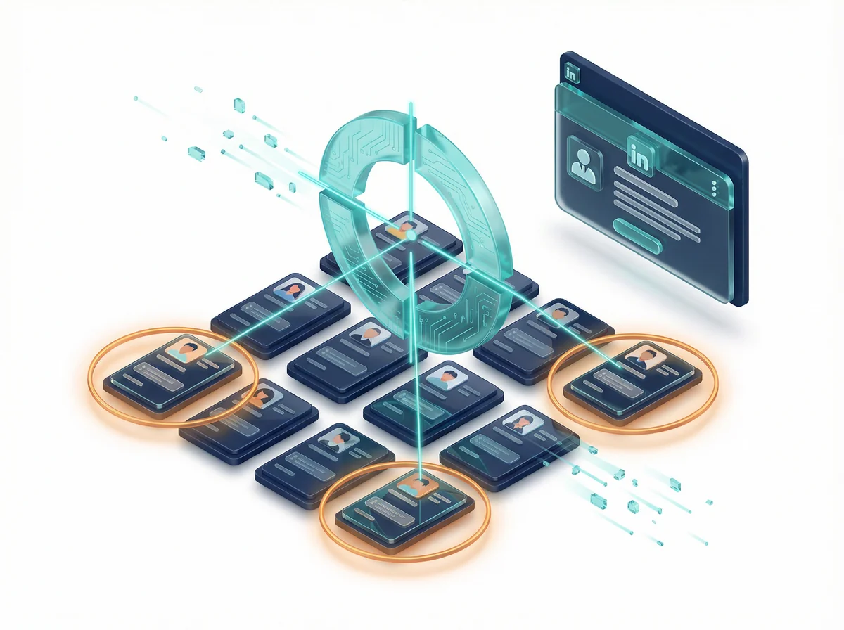 Illustration of LinkedIn Ads reaching target accounts