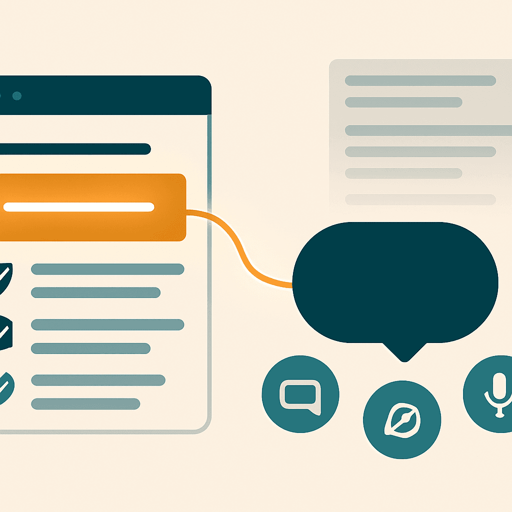 Illustration of an AEO agency turning a clearly structured page into the single answer that AI assistants quote